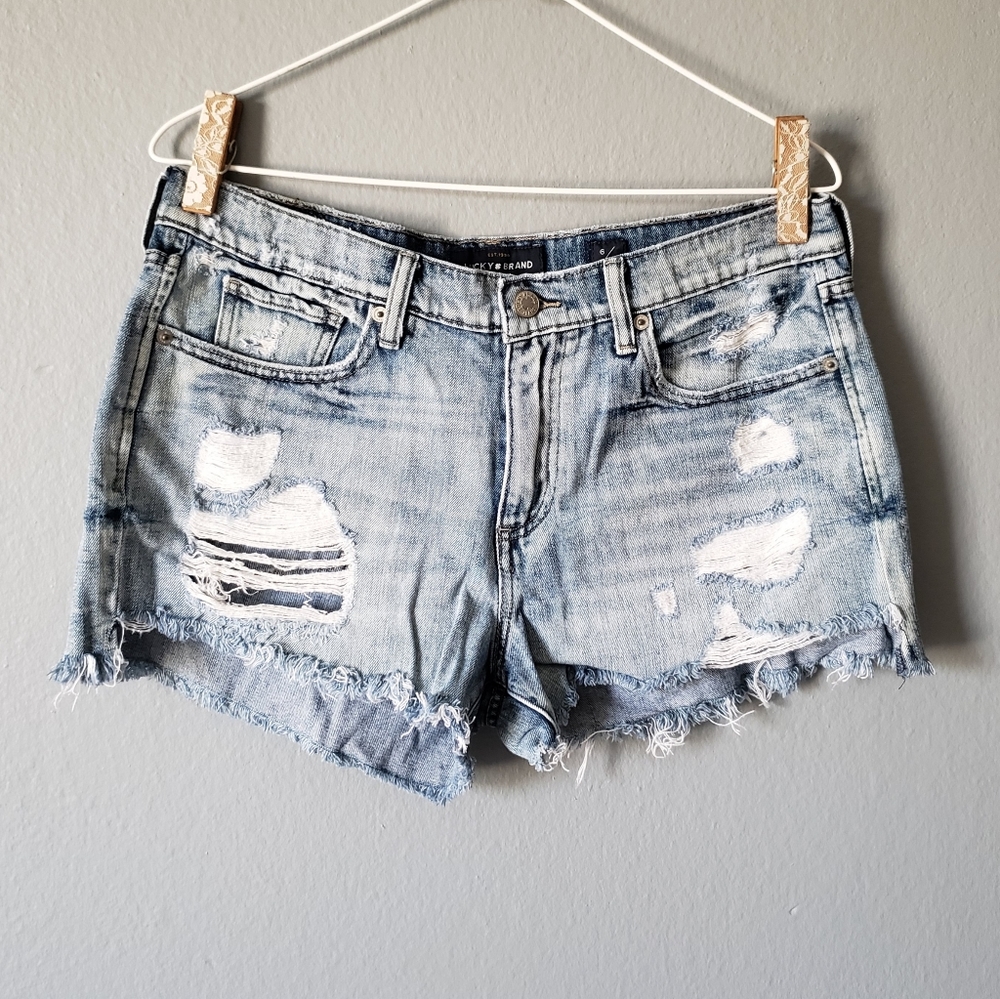 Lucky Brand Distressed High Rise Denim Shorts